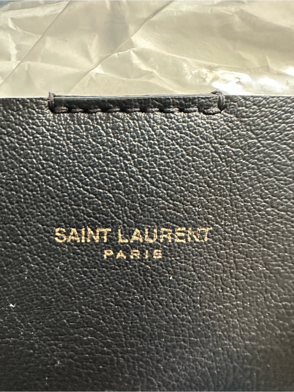 Saint Laurent Black Leather Tote with Removable Zip Pouch and Gold Hardware - Picture 9 of 12